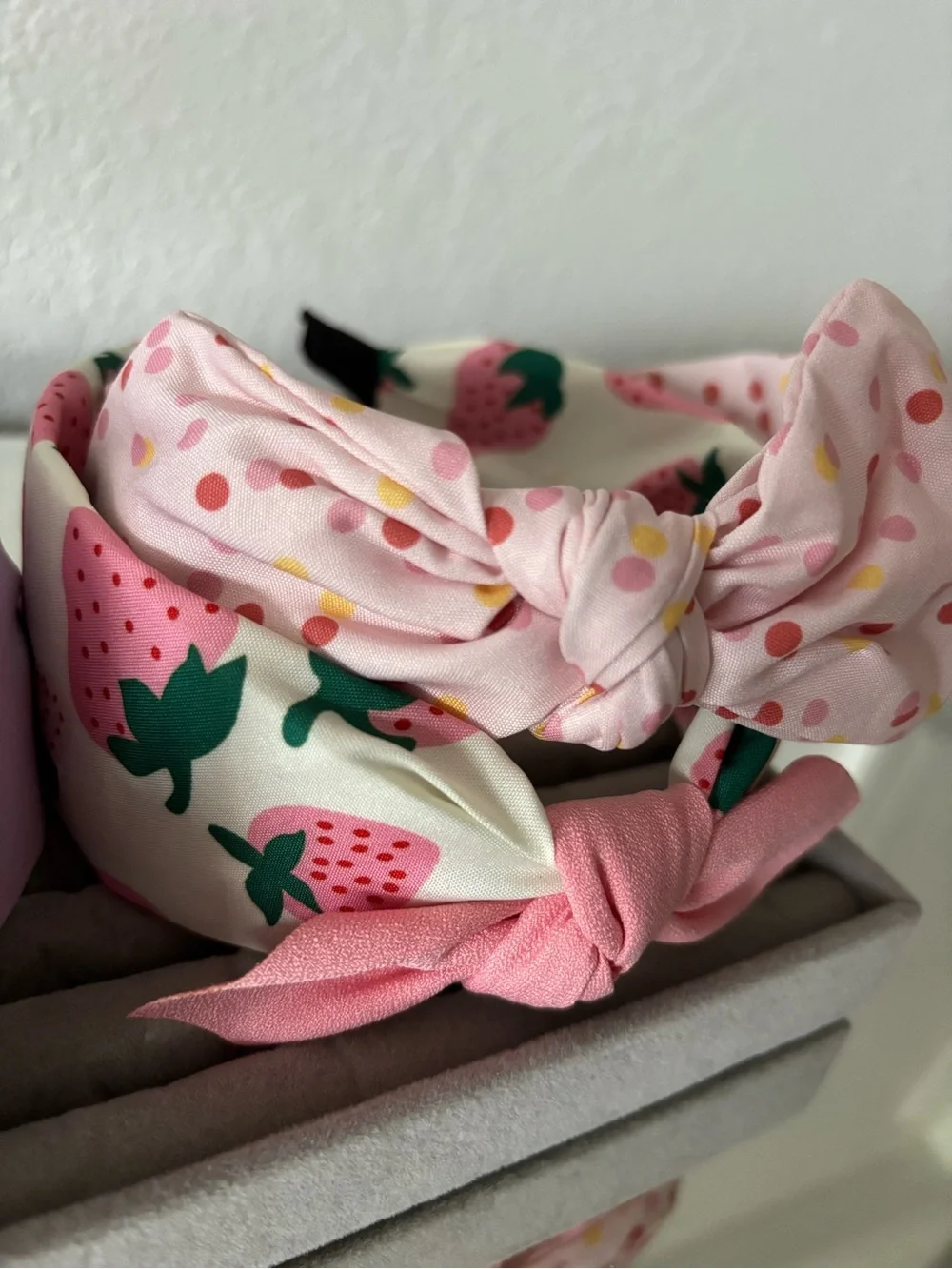 🍓 4-Piece Cute Bow Headband Set | Strawberry & Lavender Knot Headbands | New Bou